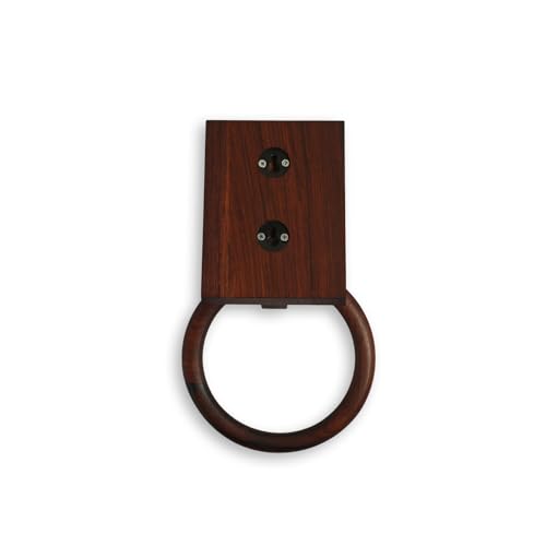 Image of ExclusiveLane 'Checkered Frame' Wooden Towel Ring Holder in Sheesham Wood | Handcrafted Towel Hanger for Bathroom Towel Holder Kitchen Towel Holder for Wash Basin Towel Ring (Sheesham Wood, Brwon)
