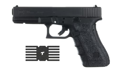 TALON Grips Bundle Adhesive Pistol Grip and Slide Grip Compatible with Glock 17, 19X, 22, 24, 31, 34, 35, 37 - Rubber, Black (Gen 4 Medium Backstrap)
