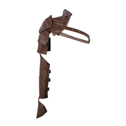 Freebily Armadura Medieval de Cuero PU para Hombres Arnés de Pecho Hombros Sexy Gótico Disfraz Adultos Despedida Correa de Brazo Steampunk Clubwear Marrón One Size