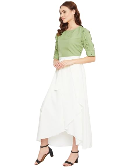 n.h.k.a. Women Green & White Solid Top with Skirt-picture-17