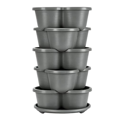 Generisch Torre de fresa – Verde/, apilable vertical de 5 niveles con orificio de drenaje, torres de huerto, 39 pulgadas de altura, 10 bolsas de plantas, 8 galones de capacidad | Patio, balcón