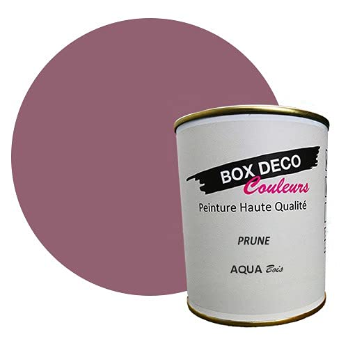 BOX DECO COULEURS Peinture bois intérieur extérieur à base d'acrylique aspect velours-satin Aqua Bois - 750ml, Violet Prune