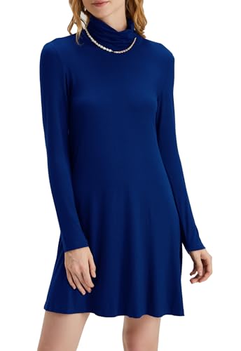 Image of KEEDONE Women's Long Sleeve Turtleneck Casual Loose T-Shirt Dresses