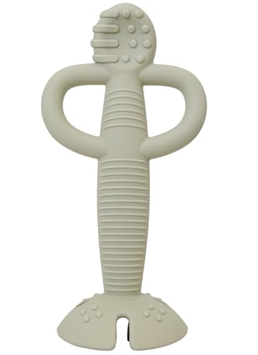 Image of Busy Baby Teething Spoon - 2-in-1 Teether and Training Spoon for Self Feeding, Dishwasher Safe, BPA Free, Food Grade Silicone (Tan)