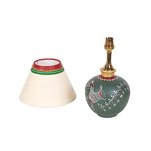 Image of AAKRITI ART CREATIONS Modern Folk Handcrafted Ethnic Lamp for Living Room Decoration | Warm Light Lamp | Home Decor Gift | Housewarming Gift | Aesthetic Indian Handicraft