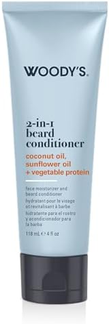 Woody's 2-in-1 Beard Conditioner โ Face Moisturizer & Conditioner for Dry Flaky Beards with Botanicals, Beard Softener for Men, 4 oz
