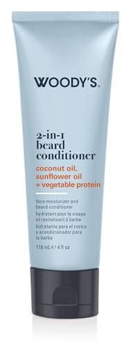 Woody's 2-in-1 Beard Conditioner – Face Moisturizer & Conditioner for Dry Flaky Beards with Botanicals, Beard Softener for Men, 4 oz