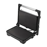 JATA JEGR1183 - Grill de asar doble 1500 W | Parrilla eléctrica con apertura 180° y tapa basculante | Termostato regulable | Placas lisas antiadherentes 26 x 16,5 cm libres de PFOA | Cocina sana