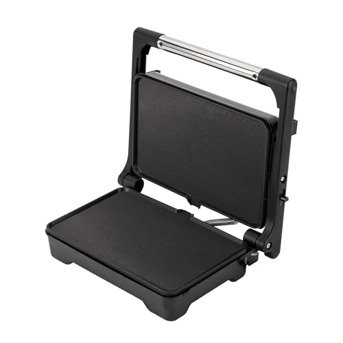 JATA JEGR1183 - Grill de asar doble 1500 W | Parrilla eléctrica con apertura 180° y tapa basculante | Termostato regulable | Placas lisas antiadherentes 26 x 16,5 cm libres de PFOA | Cocina sana