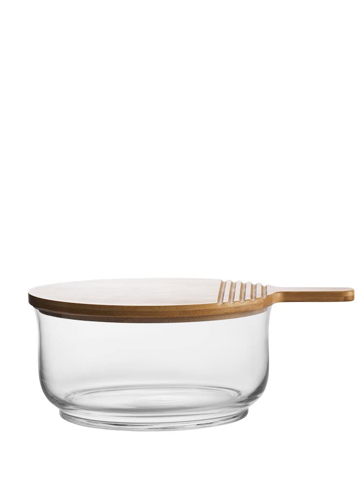 Sagaform Servier 5017781 Set composé d'un bol en verre avec couvercle en bambou 21 x 10,5 cm