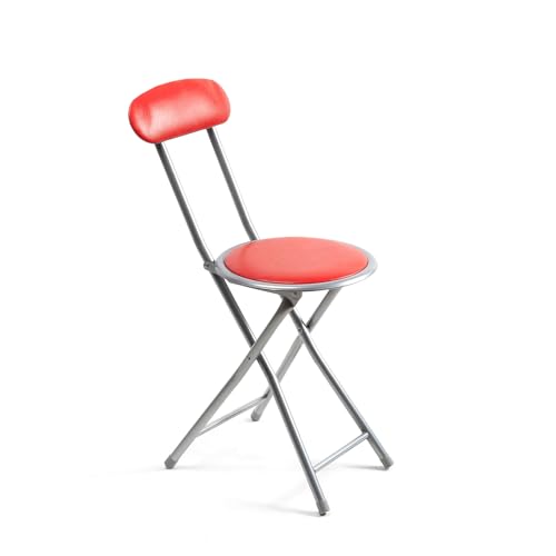 THE SECRET HOME   Pack de 1, 2, 4 y 6 Sillas Plegables de Cocina   Alto. 74 cm x Diámetro. Ø30 cm   Asiento Auxiliar para el Hogar (1, Rojo, Al. 74 cm x D. Ø30 cm)