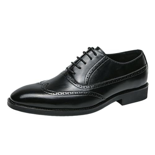 Men Oxford Dress Shoes Lace-up Non Slip Classic Pointed Toe Evening Patent Leather