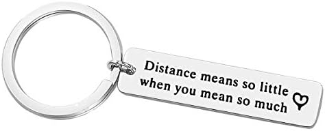 Couple Keyring Long Distance Relationships Gifts Friendship Gifts Distance Means So Little Keychain for Boyfriend Girlfriend Birthday Anniversary Christmas Gifts for Couples Lover Keyring Gift