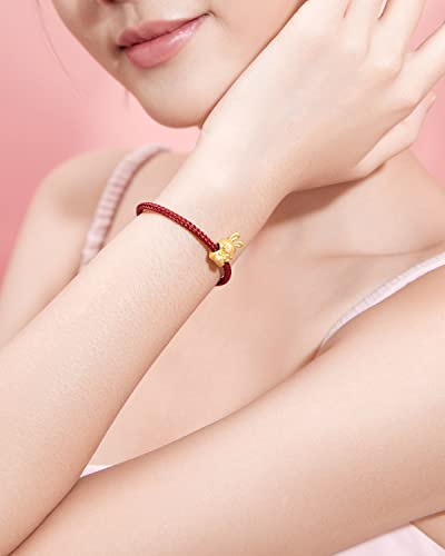 Zhou Liu Fu Real Gold Bracelets For Women Bracelet Lucky Rabbit 24K Gold Jewelry Red Bracelet Solid Gold Charm Fortune Rabbit Charm Bracelets Lucky Bunny Gold Bangle Bracelets #TOP4