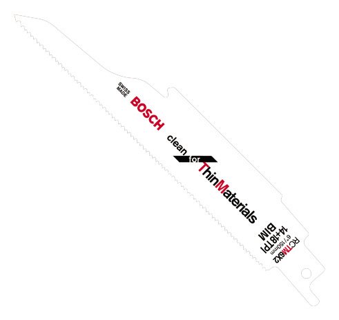 Bosch RCTM6X2 5-Piece 6 In. 14+18 2 x 2 TPI Clean for Thin Materials Reciprocating Saw Blade