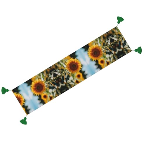 Chemin de table tournesol chic en tissu imprimé de haute qualité pour réception
