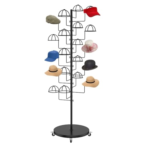 Présentoir à chapeaux rotatif en métal à 20 compartiments réglables