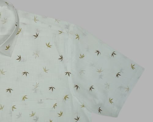 Image of GHPC Cotton Linen Printed Half Sleeves Regular Fit Formal Shirt for Men
