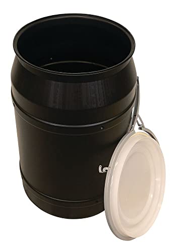 Eagle 55 Gallon Barrel Drum With Metal Lever Lock Ring, 36.38 Inches H X 22.5 Inches W, Black, 1656Mblk #TOP3
