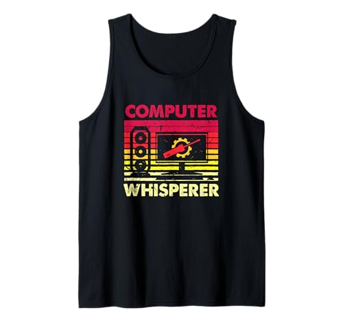 Retro Computer Whisperer Tech Repair Experto Humor Camiseta sin Mangas