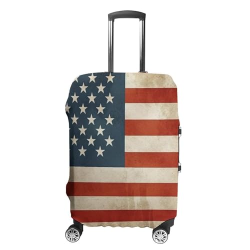 Travel Luggage Cover Elastic Suitcase Protector Anti-Scratch Washable Vintage American USA Flag Luggage Sleeve Tsa Approved Carry on Covers Baggage Cover Fits 18-32 Inch Luggages