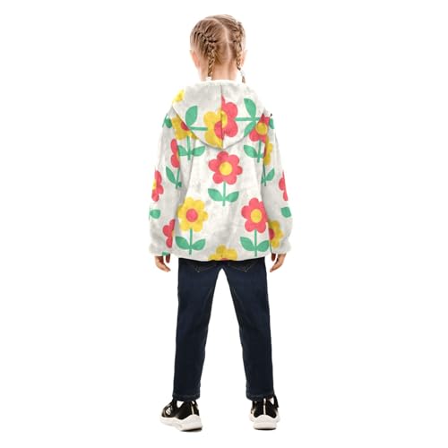 OTVEE Yellow Red Flowers Kids Hoodie Jacket Fall Spring Full Zip Warm Outwear Coat4