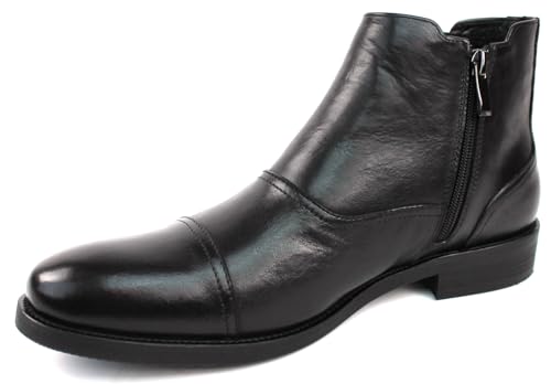 AZAR MAN Men's Exclusive Genuine Leather Cap Toe Boots With Zipper