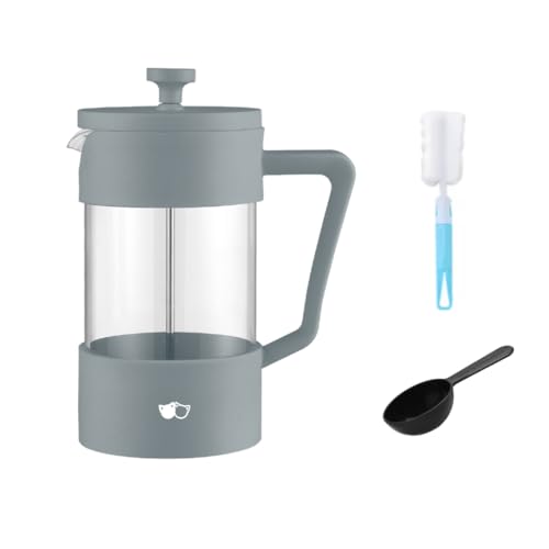 W&M Caffettiera - Caffettiera francese - Pressa francese - French Press - Macchina da caffè manuale - Macchina da caffè in acciaio inox - Vetro Borosilicato - Triplo filtro - Cucchiaio dosatore +