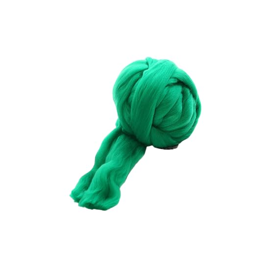 Lana merina de 2.2 libras para hilar, hilo grueso y suave para tejer cobija de brazo, núcleo de fieltro, relleno cardado, color verde