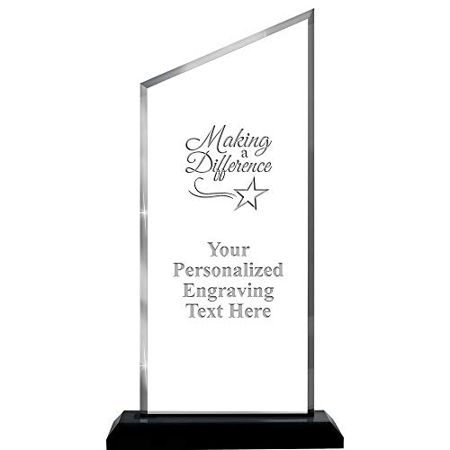 Crown Awards Personalized Acrylic Trophy, 12.25" Engraved Making A Difference Incline Slant Acrylic Award