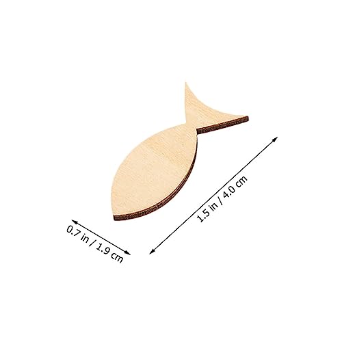 Warmhm 50pcs Plank Solid Fish Wooden Crafts Wooden Animals Wood Trim Unfinished Ornaments Fish Adorn Cutout Accessories Decorations Decor Cutout - Image 3