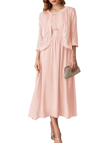 GRACE KARIN Cocktail Dresses for Women Tea Length Dresses for Women Formal Evening Dress Modest Dresses Bridesmaid Dress Rose Gold