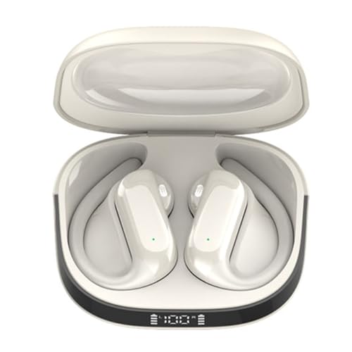 Image of Open Ear Earbuds, Bluetooth 5.4 Wireless Earbuds with Ear Hooks, 32H HiFi Stereo Open Ear Headphones with Clear Calls, IPX7 Lightweight Air Conduction Headphones, Bee White
