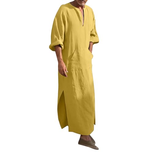 Chemise longue homme en lin minimaliste et confortable pour le quotidien #Z