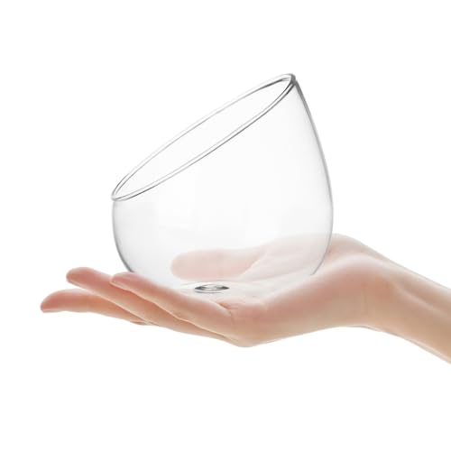 Image of DOITOOL Clear Slant Cut Bowl Glass Vase, Glass Terrarium Candy Dish Fish Bowl Vase Fruit Jar Air Plant Holder for Succulents, Cacti, Moss, Terrariums, Flower Centerpiece, Height: 4.7 inch, Base: 4 inch