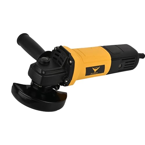 Image of HYCO LABEL FLYMAX Angle Grinder FXAG-806, 1200W Heavy Duty, Copper Armature, Disc Dia 100mm, 11000 RPM with Grinding Wheel and Guard