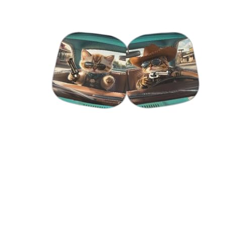 Image of Western Cowboy Cat Sunshade Visor 2 PCS Car Windshield Sun Shade Easy Installation Foldable Automotive Interior Accessories for Sun Protection Sun Shade for UV Protection