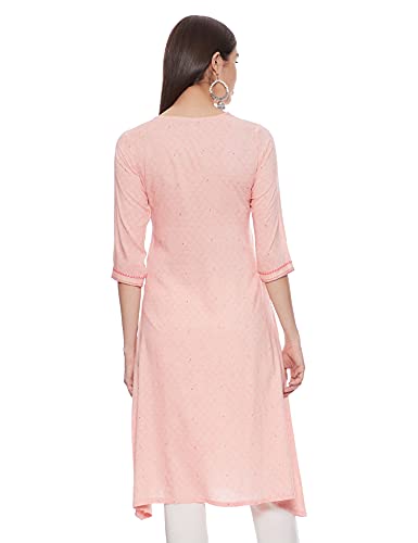 Image of Rangriti Peach Viscose Rayon A Line Kurta