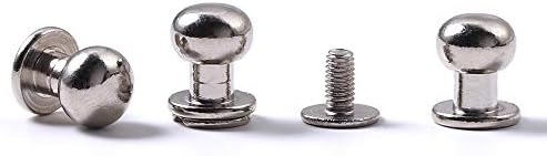 WUTA Solid Brass Round Head Screw Studs Brass Button Nail Rivet Chicago Leathercraft Accessories 20pcs/Pack,10mmX8mm Nikel