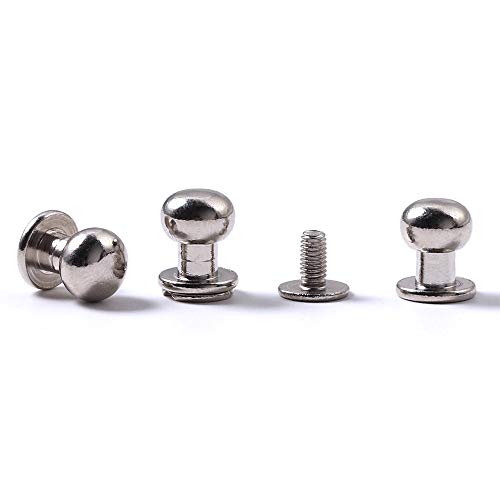 Wuta Solid Brass Round Head Screw Studs Brass Button Nail Rivet Chicago Leathercraft Accessories 20Pcs/Pack,10Mmx8Mm Nikel #TOP29