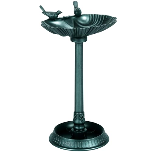 Outsunny Bain d'oiseaux Abreuvoir Antique 81 cm avec Base de jardinière, mangeoire et Bassin à Oiseaux sur Pied, Style Vintage décoratif, Statue de Jardin,...