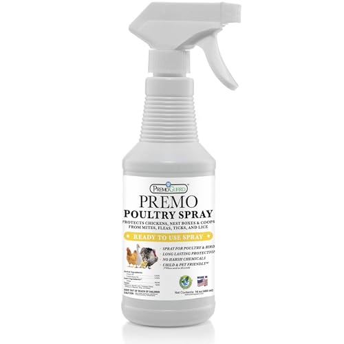 Poultry Spray by Premo Guard – 16 oz – Treat Mites, Fleas, Flies, and Lice – Effective Plant Based – Chicken, Turkey, Waterfowl, and Birds – Best Natural Protection for Control & Prevention