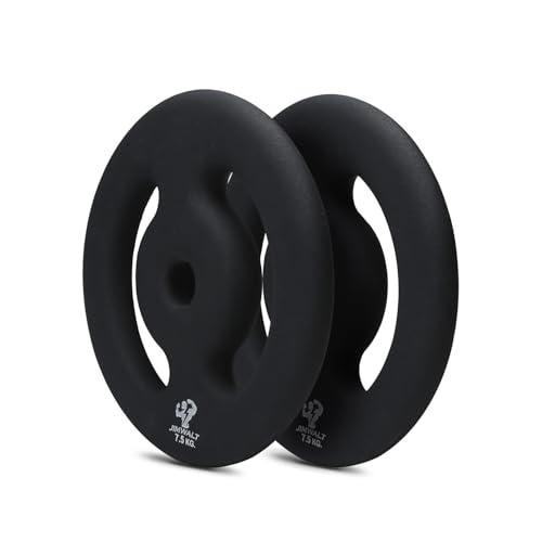 JIMWALT Jimwalt Premium Neoprene Coated Weight Plates | Reach Compliant| From the House of Healthycliq| Sedex Certified| Strength Training Weight for Home Gym (1 to 10 Kg 30 MM Center Hole) (7.5kg*2=15kg)