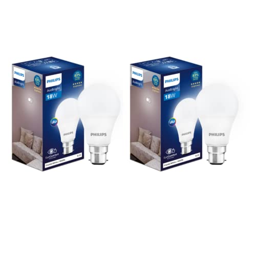 PHILIPS 18-watt LED Bulb |AceBright High Wattage LED Bulb|Base: B22 Light Bulb for Home | Crystal White, Pack of 2