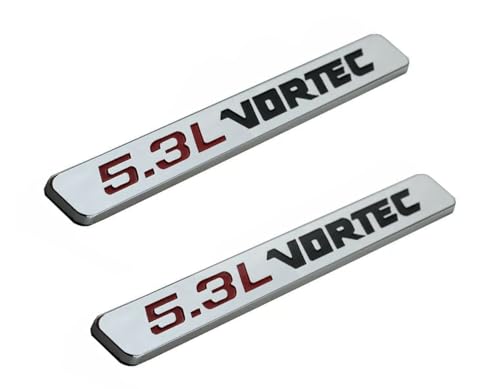 Image of Hood Door Side Emblems Engine 3D Badge Nameplate Decals Fits for 5.3l Vortec 2PCS (Silver Black)