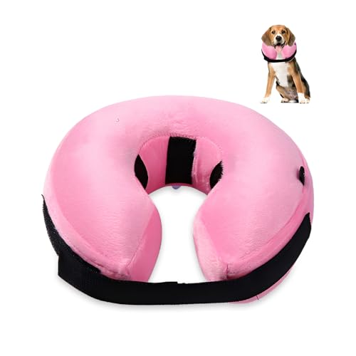 HMCEY Collare Protettivo Gonfiabile per Cani Gatti,Ciambella Cane Post Intervento,Collare Elisabettiano Cane Morbido,Collares di Recupero per Cani Regolabile,Collares Post Operatorio di Protezione