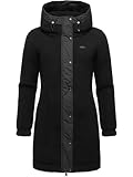 Ragwear Damen Übergangsjacke lang leichte Teddyfell-Jacke mit Kapuze Cousy Black Gr. L