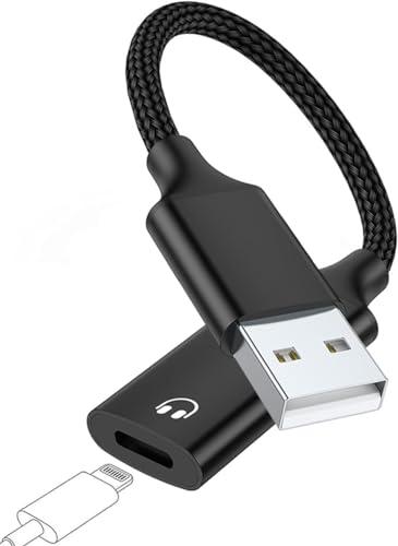 Apple Lightning to USB Adapter, External Sound Card, HiFi Audio Headphones Converter, Fit with MacBook, PC, Volume, Mic, Nylon Braided