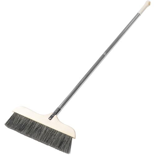 Ipetboom Escoba de Mango Largo de Acero Inoxidable con Cerdas Suaves Negras, Cepillo de Limpieza Antielectrostático para Interiores, Adecuado para Barrer Suelos de Madera y Autocaravanas