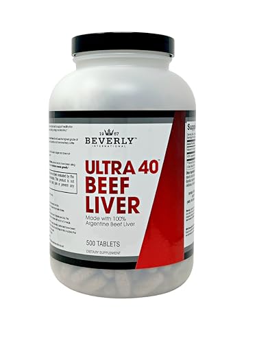Beverly International Ultra 40 Grass Fed Desiccated Beef Liver, 500 Tab. Golden-era Secret for Boosting Muscle Growth, Stamina and Performance Naturally. Break through those sticking points-Endurance!